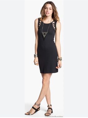 Free People Macramazing Bodycon Dress, Color Black Size L